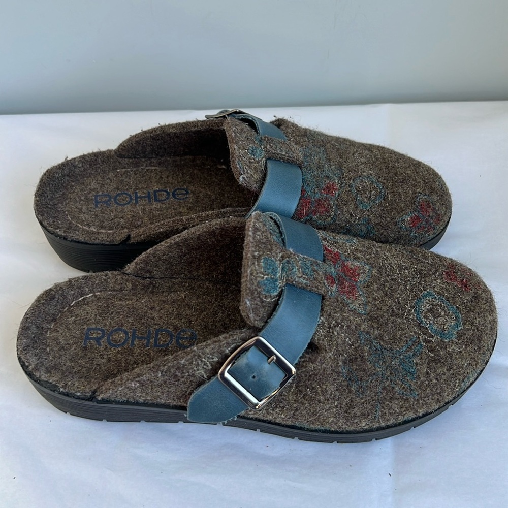 Rohde Felt Mules Clogs Women’s Size EU 36 US 5-5.5 Slip-ons Slippers Brown